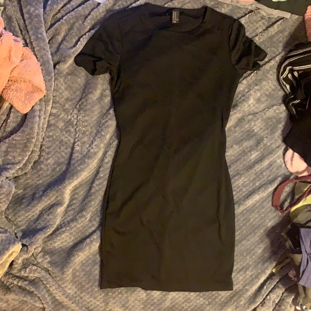 Black short sleeve mini- dress